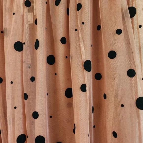 Maeve Anthropologie Polka Dot Tulle Maxi Skirt Brown Black Flocked Mesh Medium - Picture 3 of 8